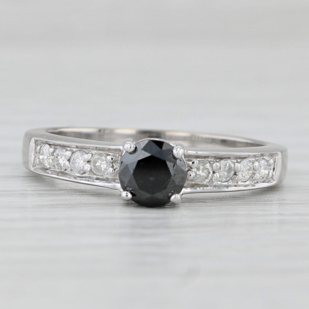 Light Gray 0.77ctw Black White Diamond Ring 18k White Gold Size 7 Engagement