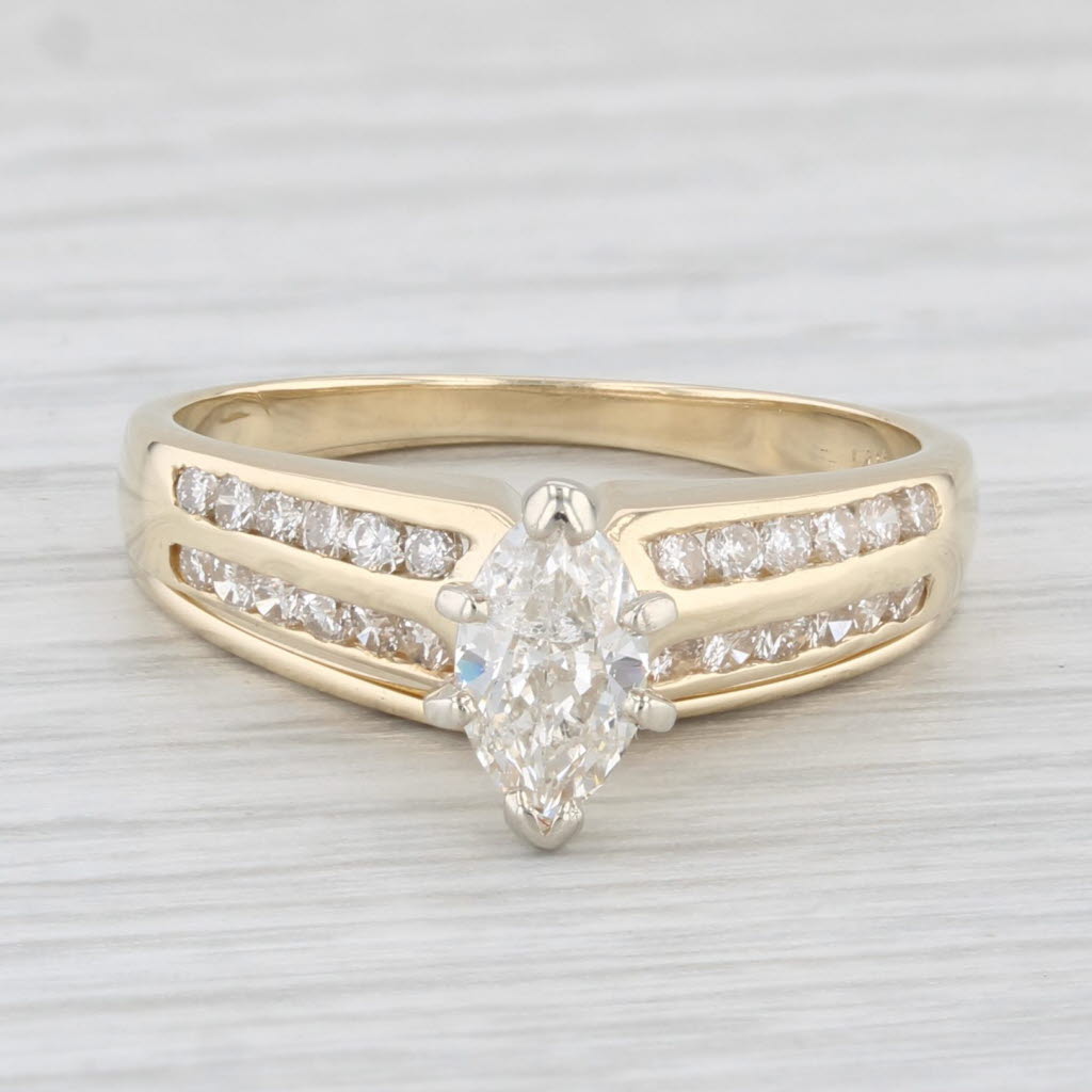 Light Gray 0.82ct Diamond Marquise Engagement Ring 14k Yellow Gold Size 7