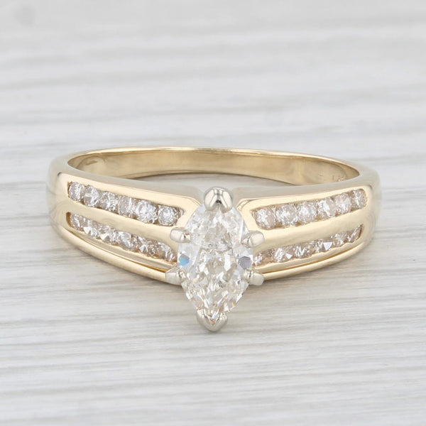 0.82ct Diamond Marquise Engagement Ring 14k Yellow Gold Size 7