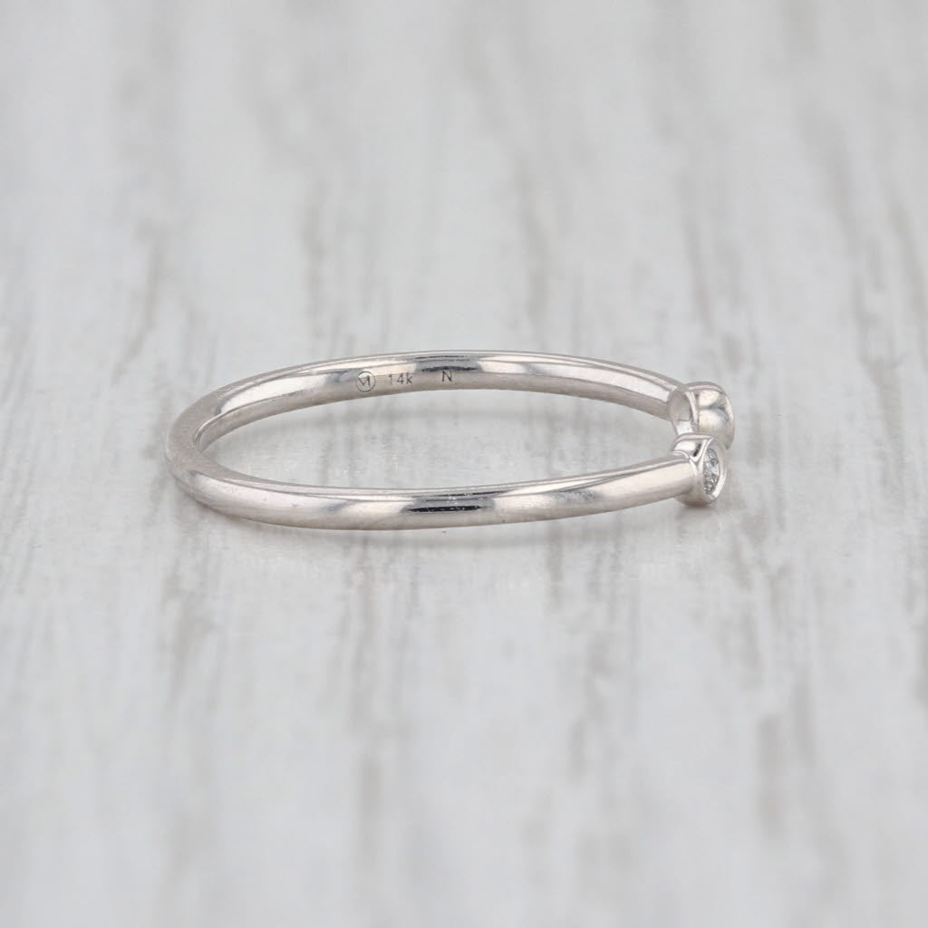 Diamond Open Top Ring 14k White Gold Size 5.5 Adjustable Size Stackable Band
