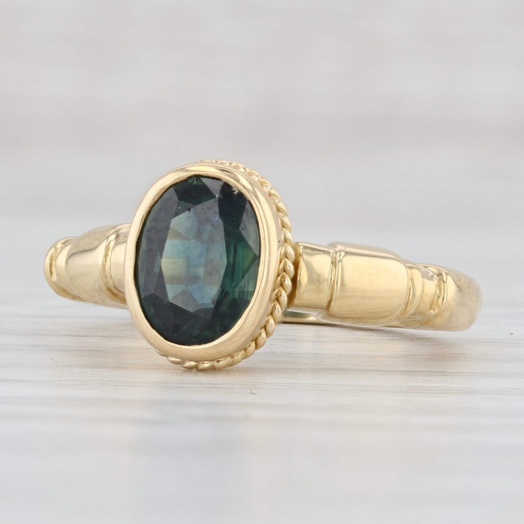 Light Gray 1.80ct Green Sapphire Oval Solitaire Ring 18k Yellow Gold Size 5.25