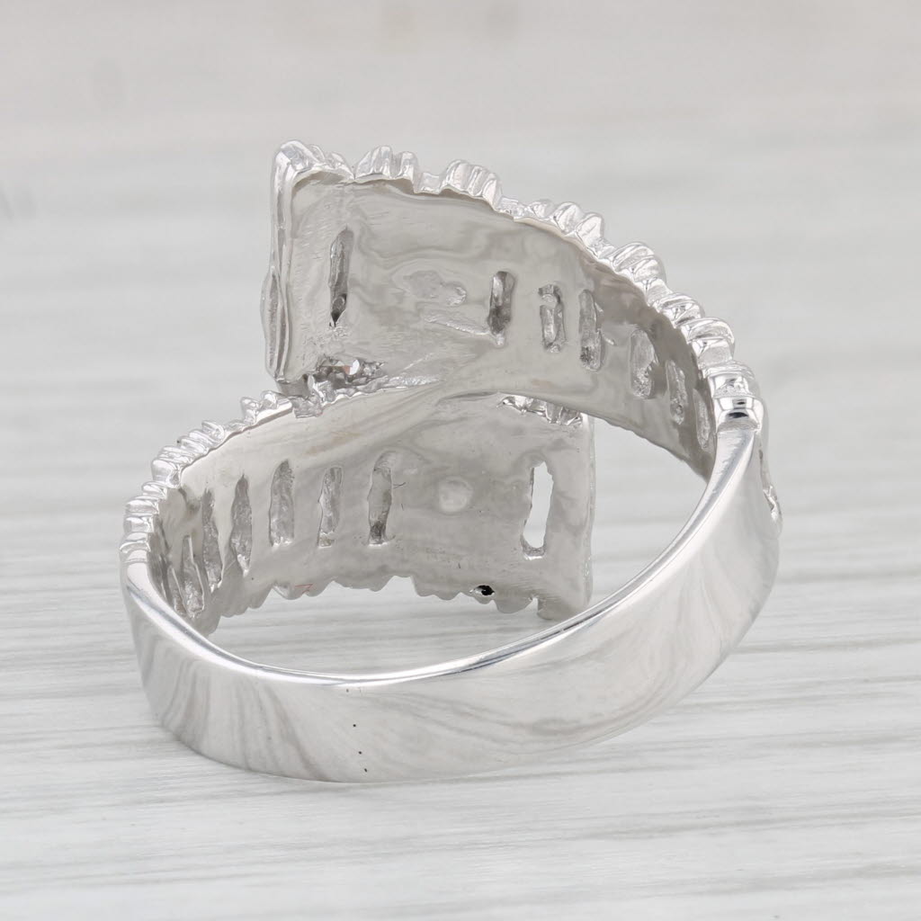 Gray 0.83ctw Diamond Cluster Bypass Ring 14k White Gold Size 7