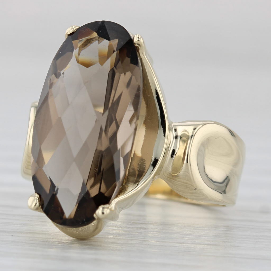 Gray 6.15ct Oval Smoky Quartz Solitaire Ring 14k Yellow Gold Size 6