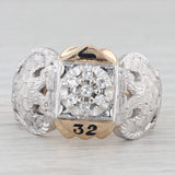 Diamond Scottish Rite Masonic Eagle Ring 10k Gold 32nd Degree Signet Size 10.25
