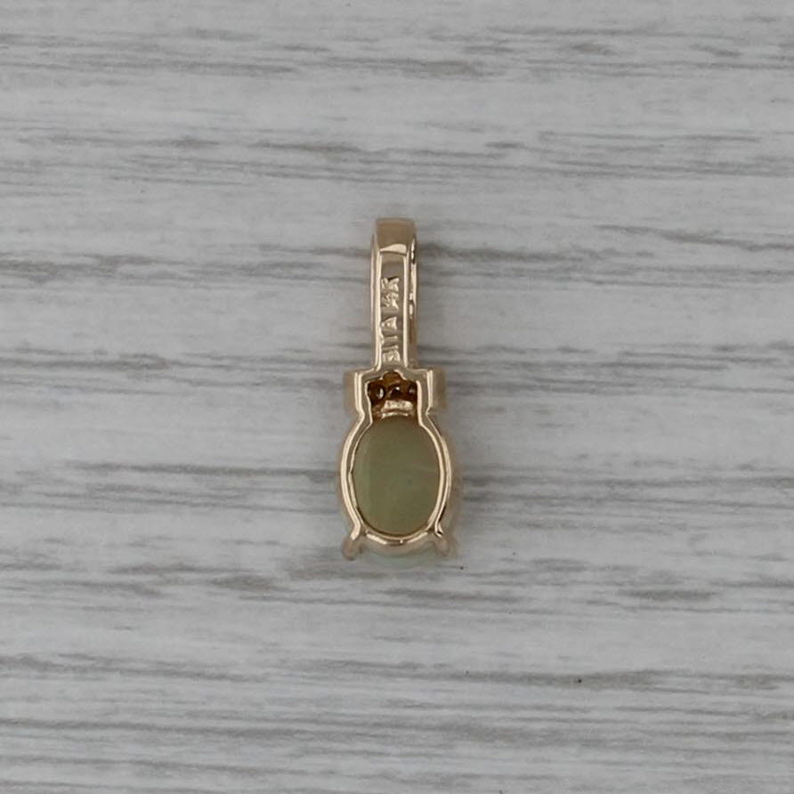 Opal Diamond Pendant 14k Yellow Gold Small Drop