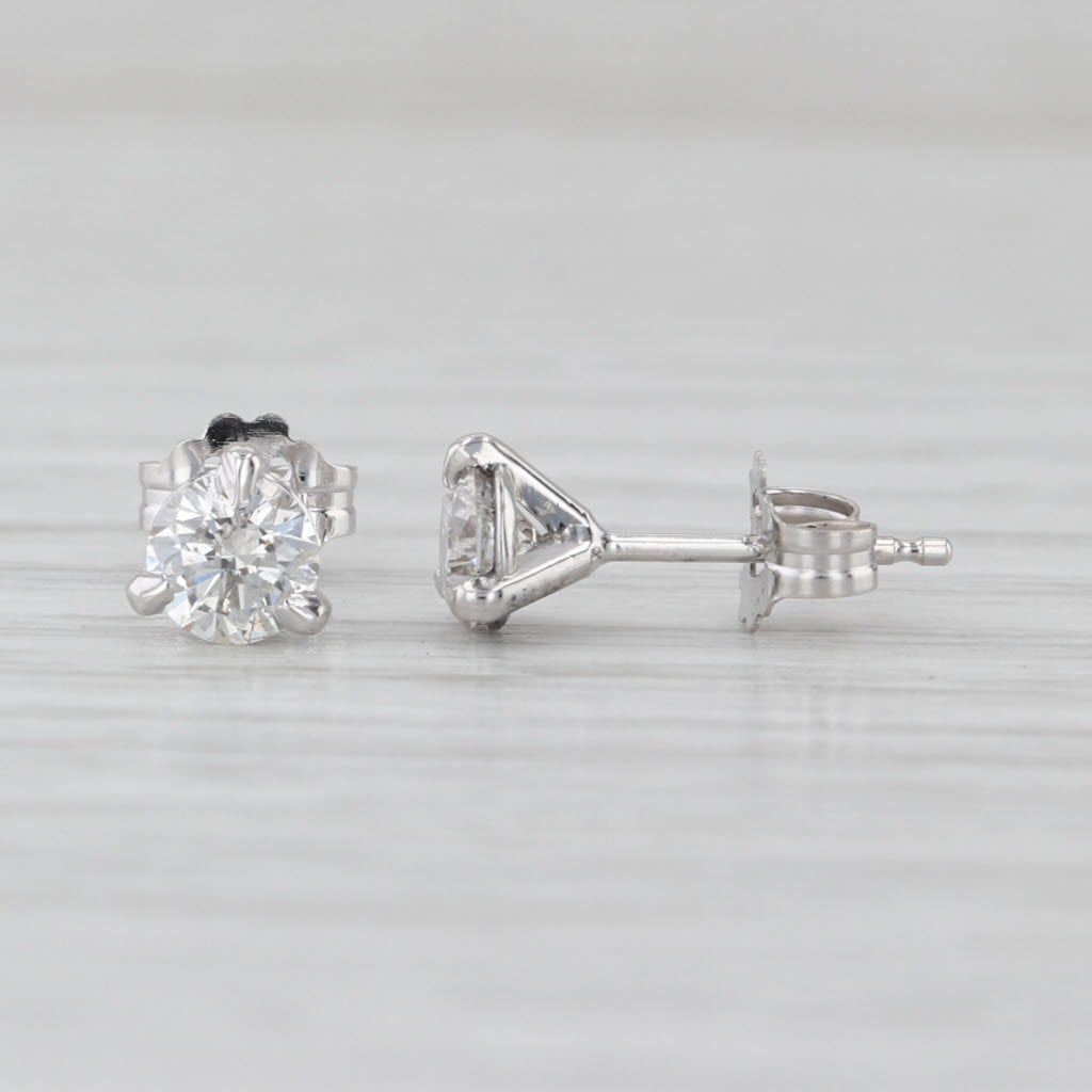 New 0.66ctw Round Diamond Solitaire Stud Earrings 14k White Gold Studs