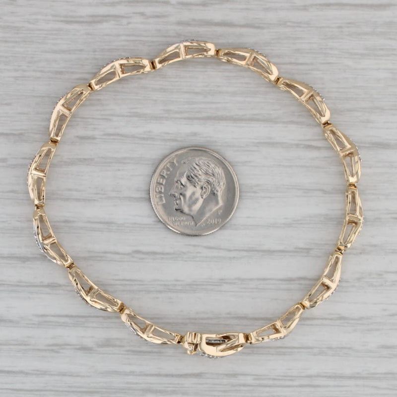 Gray 0.24ctw Infinity Figure-8 Link Bracelet 10k Yellow Gold 7" 4.7mm