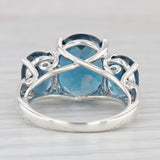8.30ctw London Blue Oval 3-Stone Ring Sterling Silver Size 6