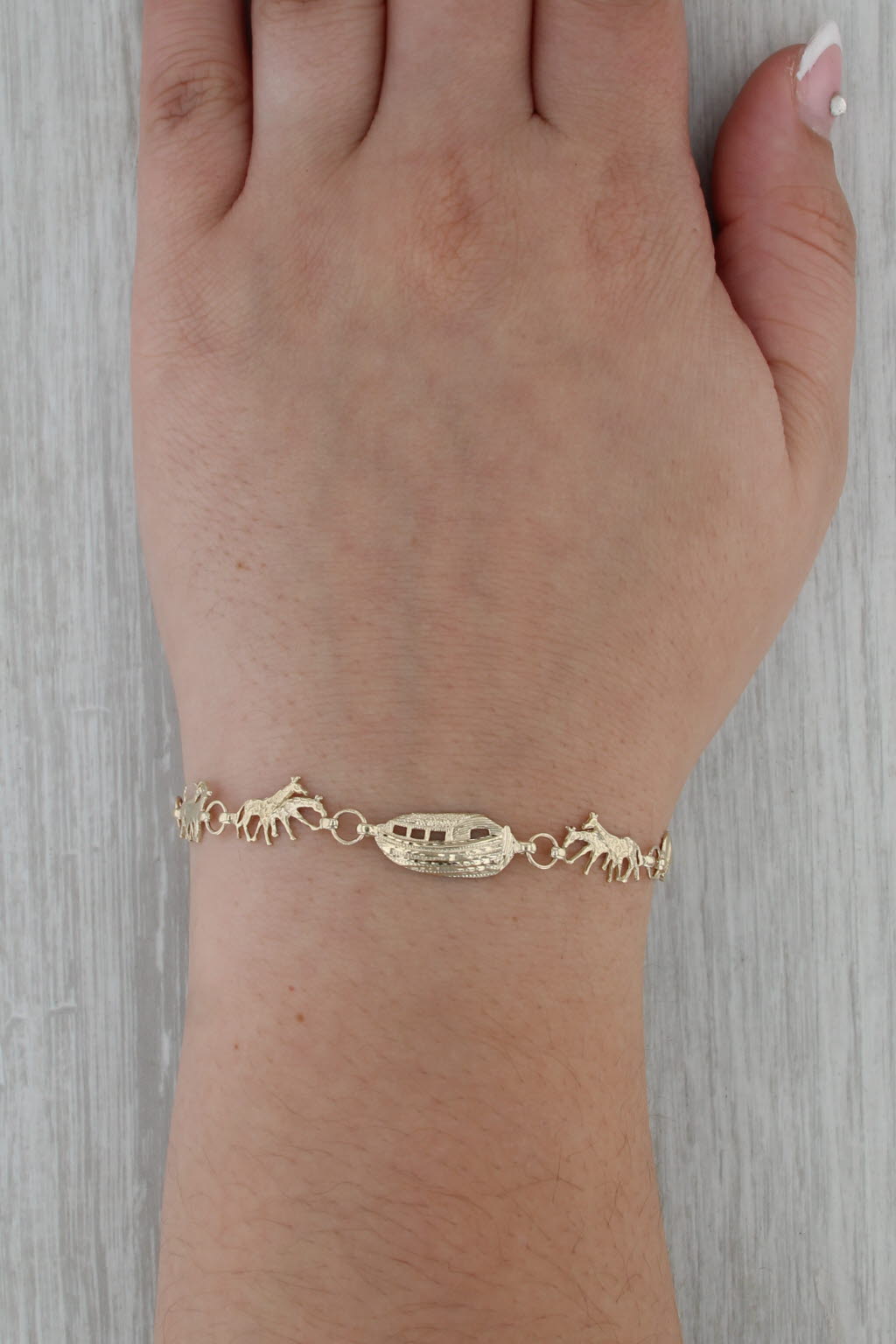 Noah's Ark Animal Linked Bracelet10k Yellow Gold 6.75"