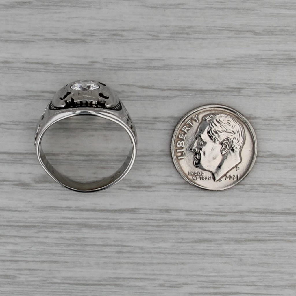 Antique Masonic Scottish Rite Ring 14k Gold Cubic Zirconia Shriners 32nd Degree