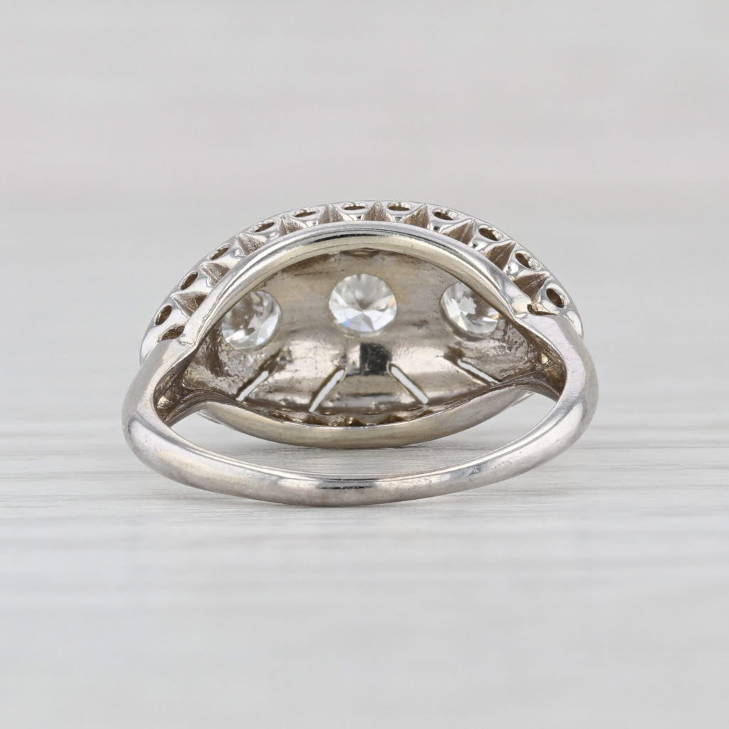 Vintage 0.45ctw Diamond 3-Stone Princess Ring 10k White Gold Size 4.5