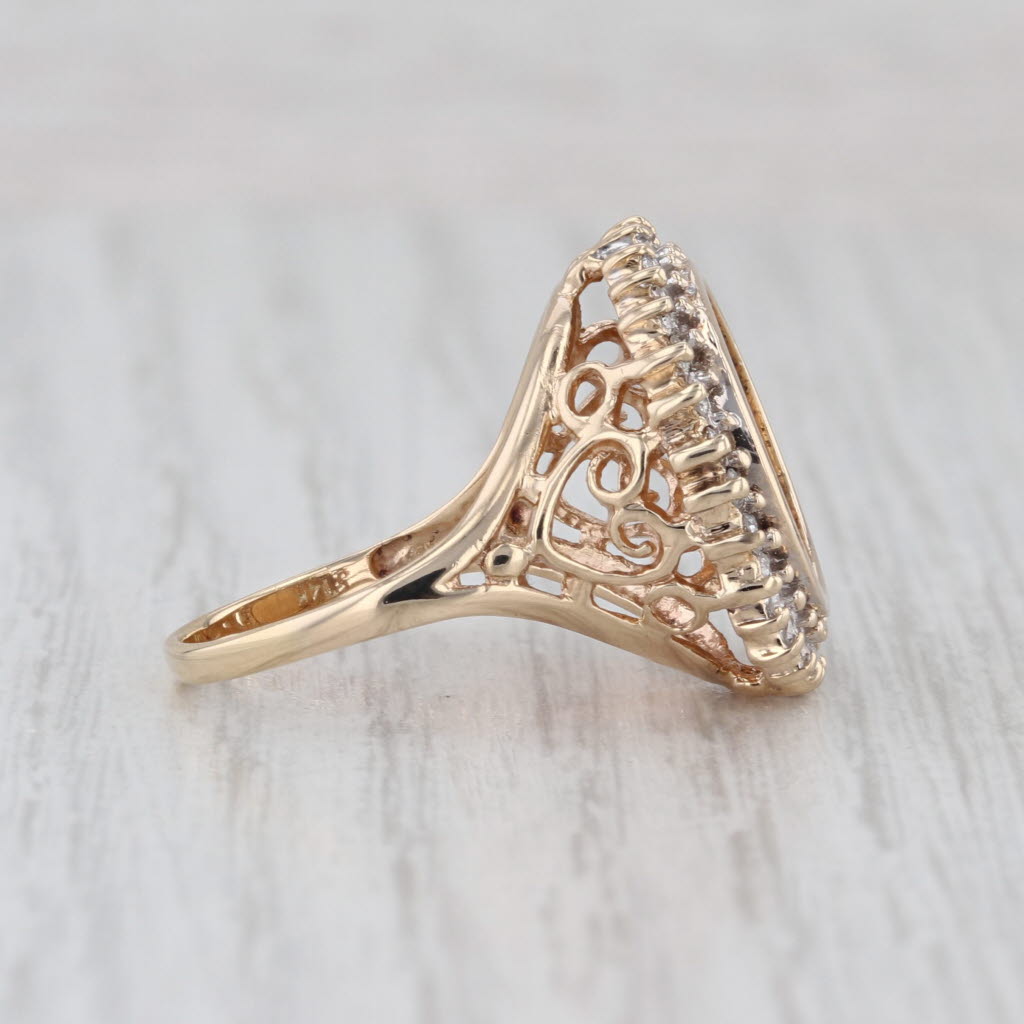 Diamond Bezel 1945 Dos Pesos Mexican Coin Ring 14k 900 Yellow Gold Size 7.75