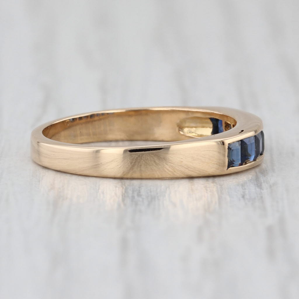 0.80ctw Blue Sapphire Ring 18k Yellow Gold Stackable Band Size 6.75