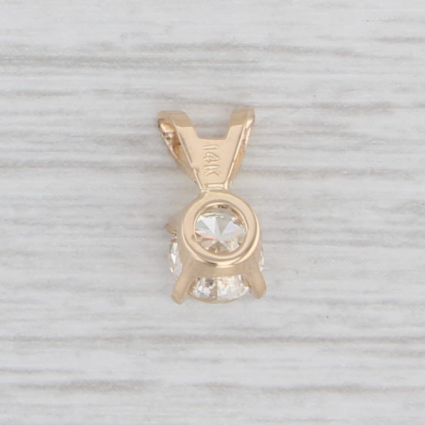 Light Gray 0.54ct Diamond Pendant 14k Yellow Gold Round Solitaire Drop