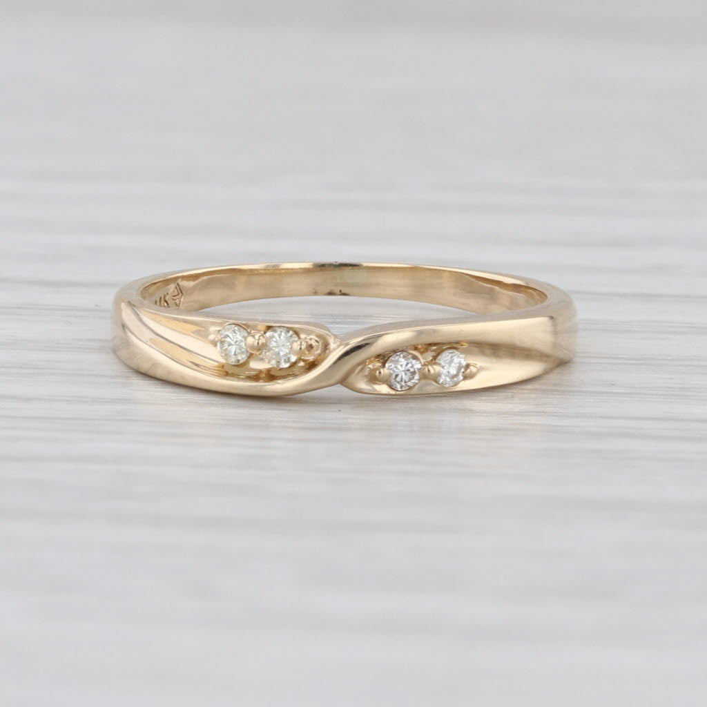 Diamond Crossover Wedding Band 14k Yellow Gold Size 7 Stackable Ring