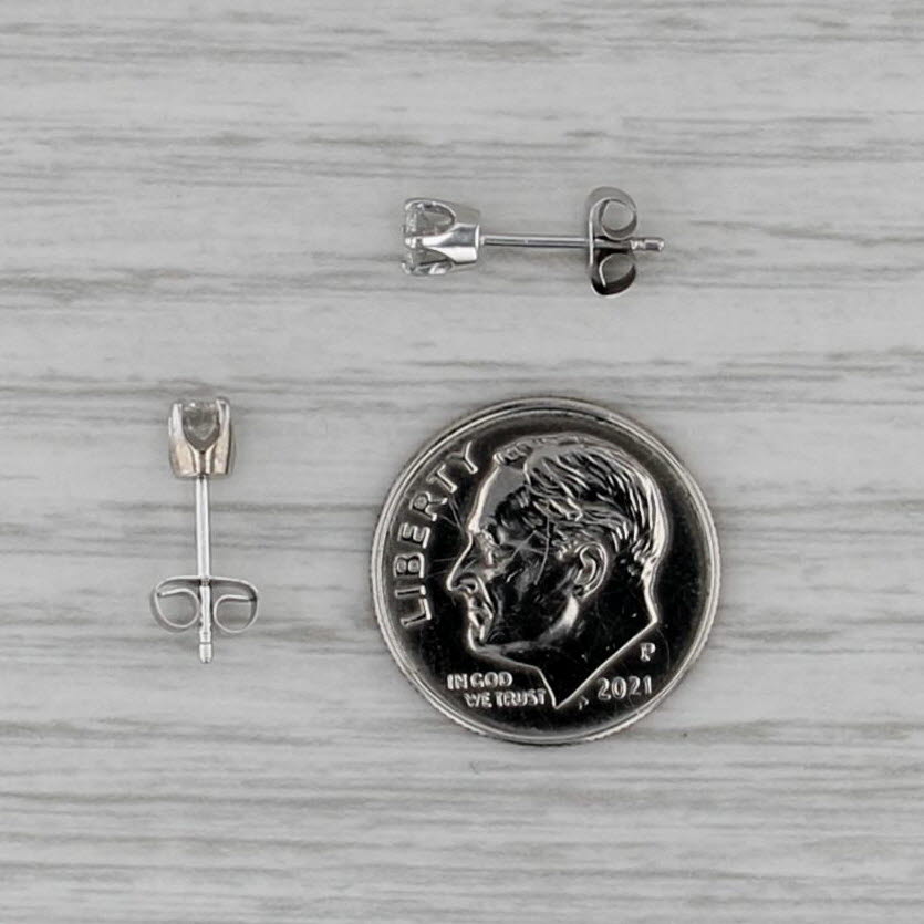 0.20ctw Diamond Stud Earrings 14k White Gold Round Brilliant Solitaire Studs