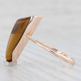 Light Gray Vintage Handmade Tigers Eye Ring 8k Rose Gold Size 8.25 Freeform Cabochon