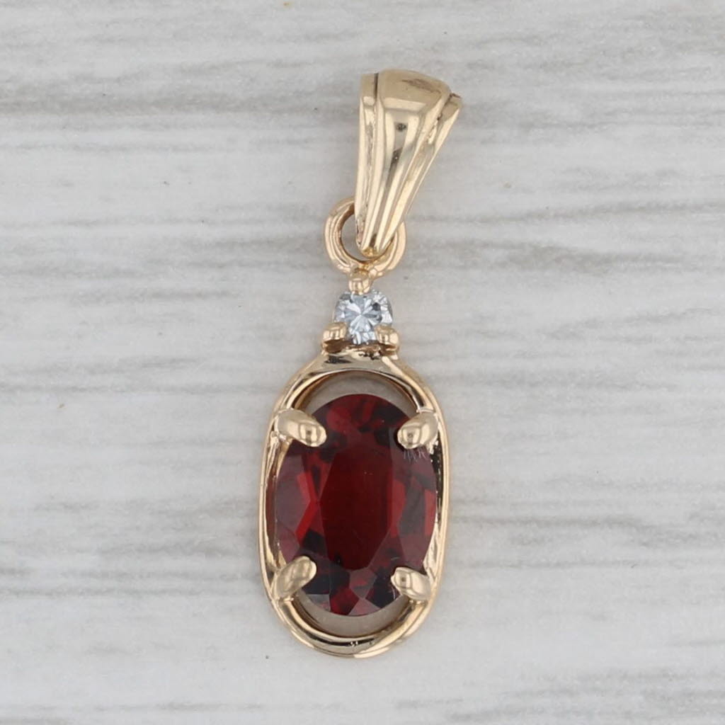 Gray 1.02ctw Garnet Diamond Pendant 10k Yellow Gold Small Oval Drop