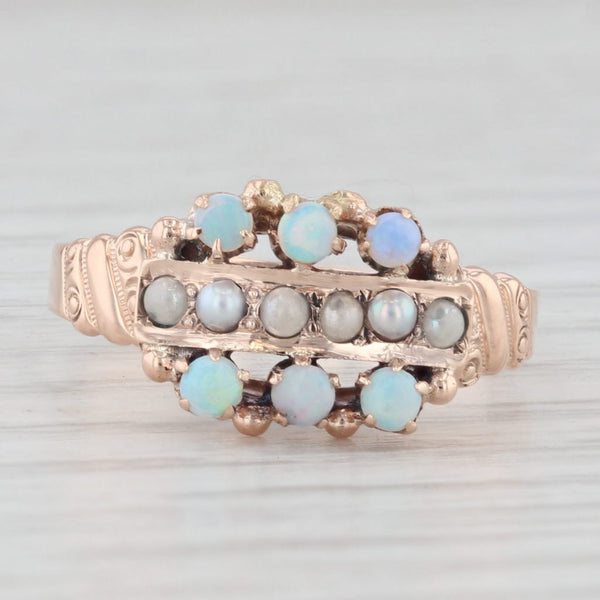 Antique Opal Cultured Imitation Pearl Ring 10k Rose Gold Size 6