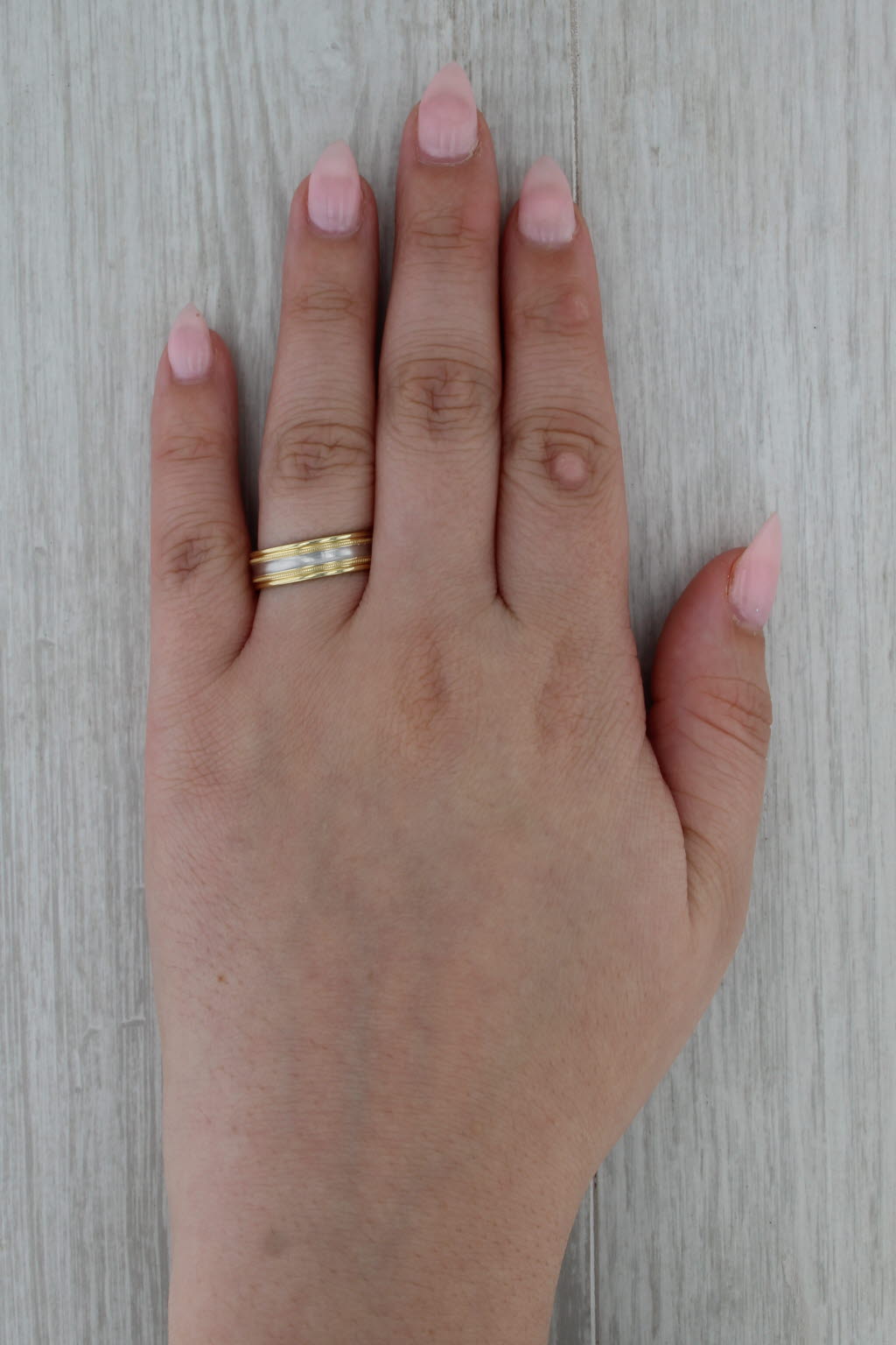 Men's Wedding Band 18k Yellow Gold 950 Platinum Size 8.25-8.5 Ring