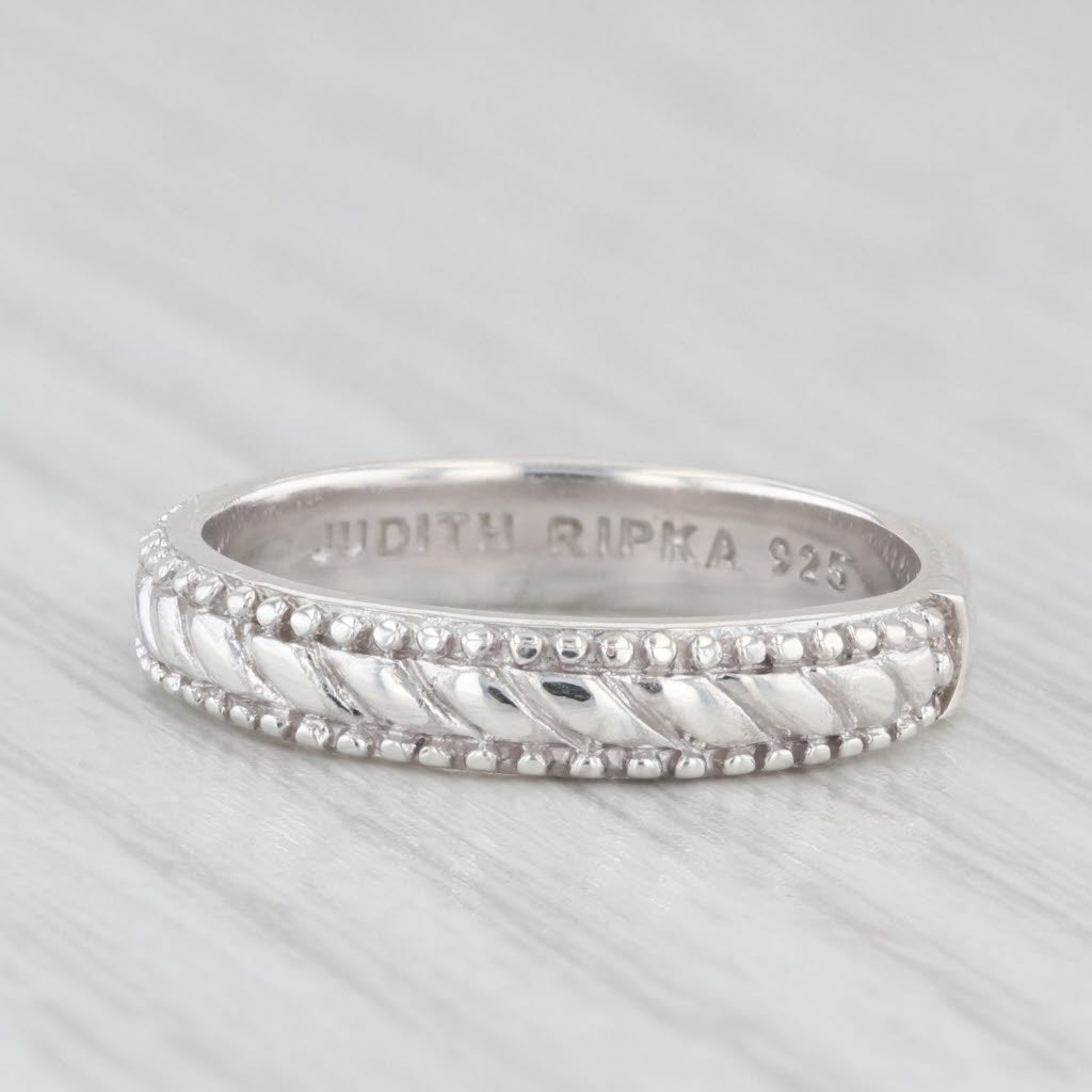 Light Gray Judith Ripka Scalloped Beveled Ring Sterling Silver Size 6 Band Stackable