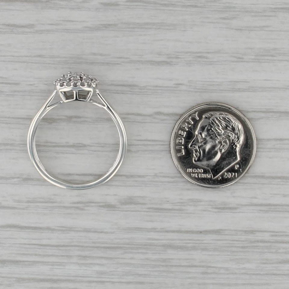 0.18ctw Diamond Halo Engagement Ring Sterling Silver Size 7