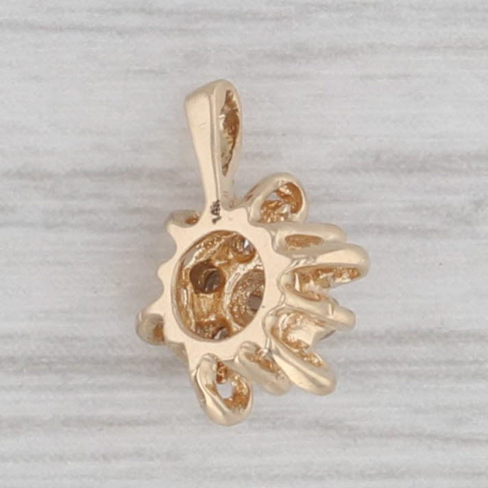 Gray Small Diamond Flower Pendant 14k Yellow Gold