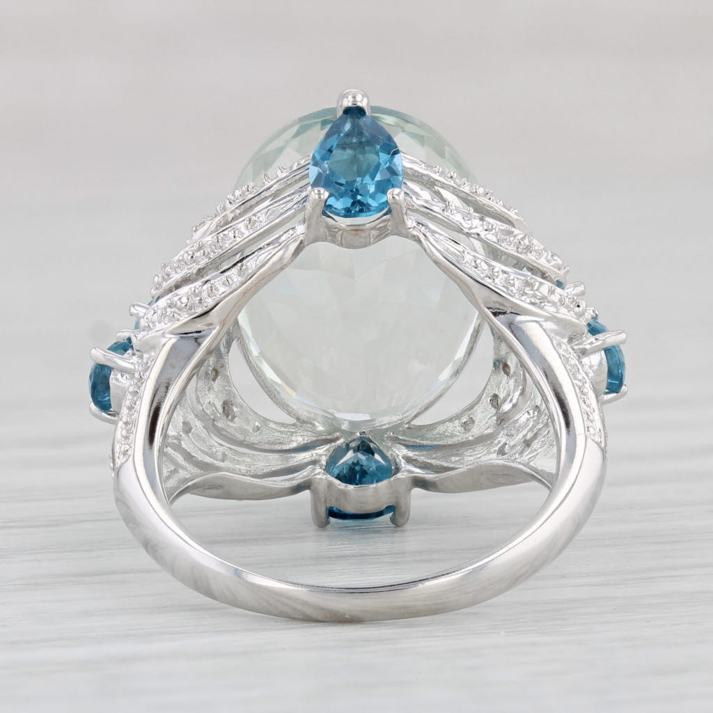 Light Gray 10.60ctw Green Amethyst Prasiolite Blue Topaz 14k White Gold Size 6 Cocktail