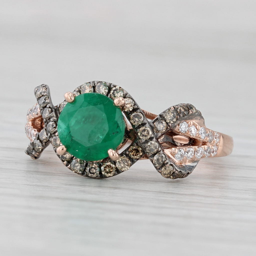 Light Gray Le Vian Emerald Diamond Ring 14k Rose Gold Size 7 Engagement