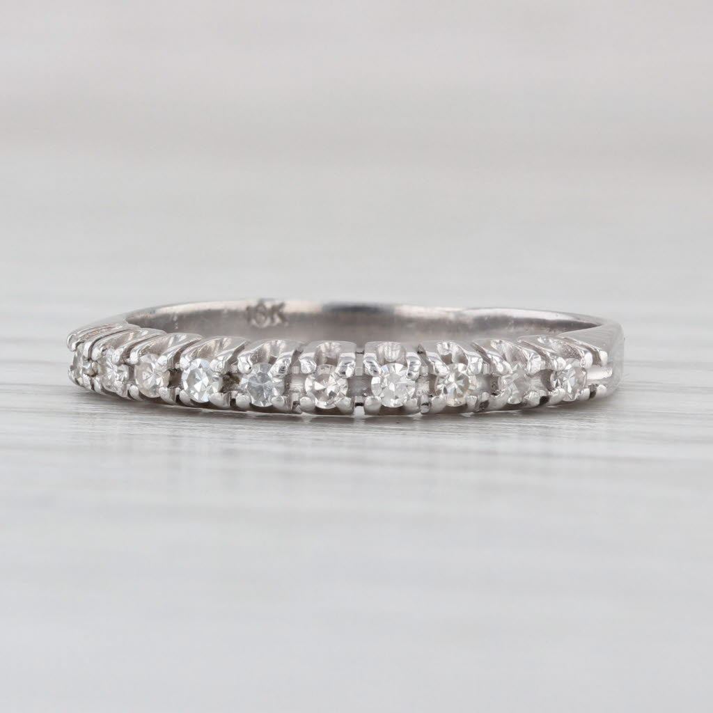 0.15ctw Diamond Stackable Ring 18k White Gold Wedding Band Size 7
