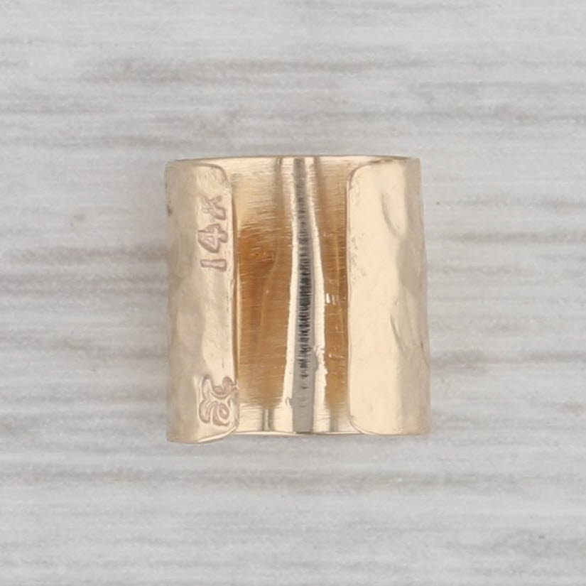 Gray Hammered 14k Yellow Gold Ear Cuff Adjustable Artisan Signed