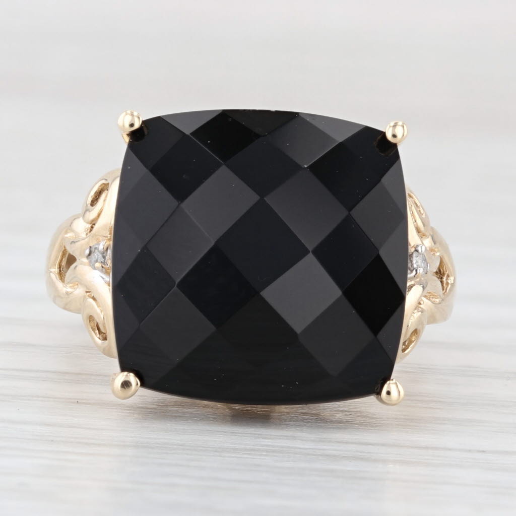 12.03ct Obsidian Diamond Ring 10k Yellow Gold Size 7 Cocktail
