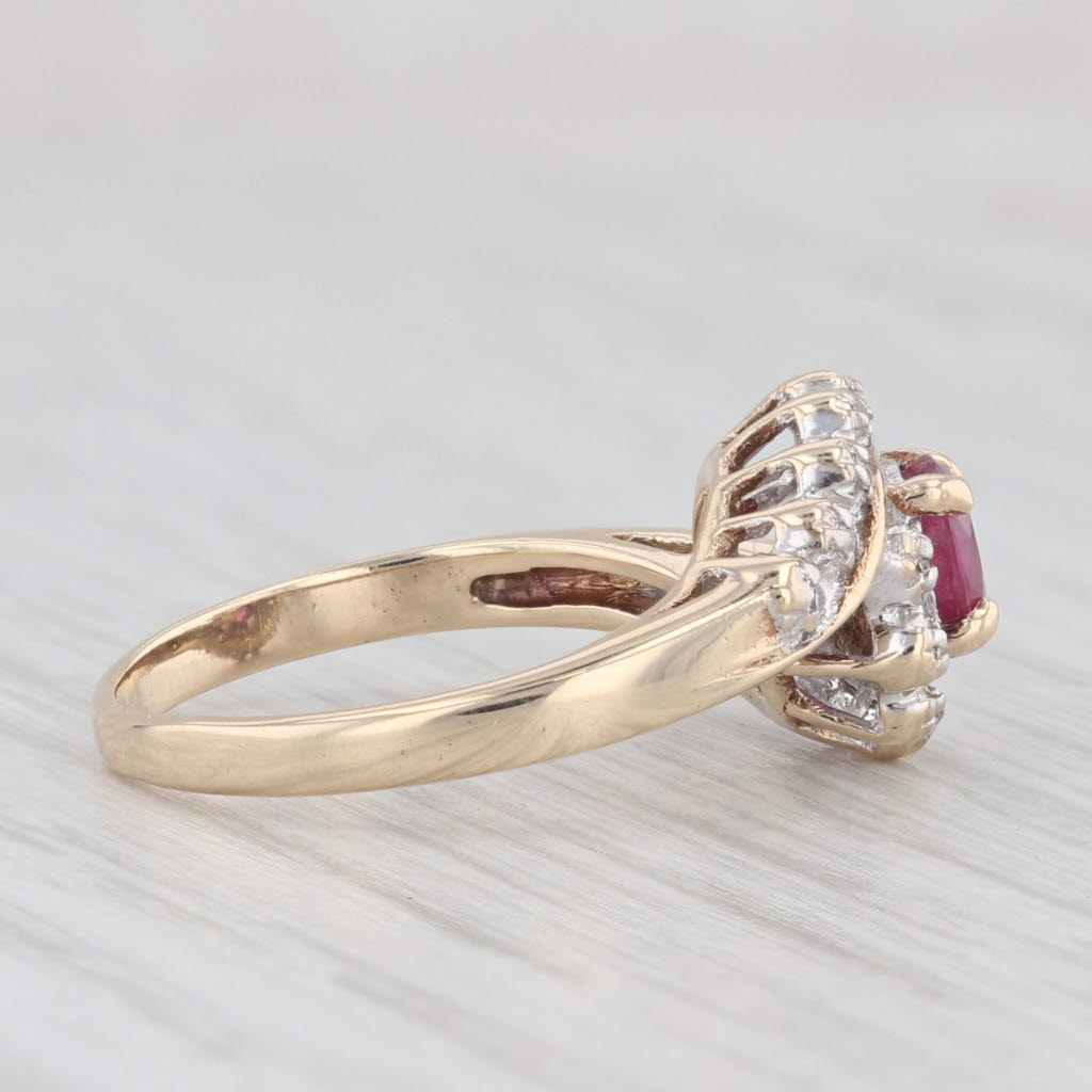 Light Gray 0.55ctw Ruby Diamond Swirl Ring 10k Yellow Gold Size 5.25 Bypass