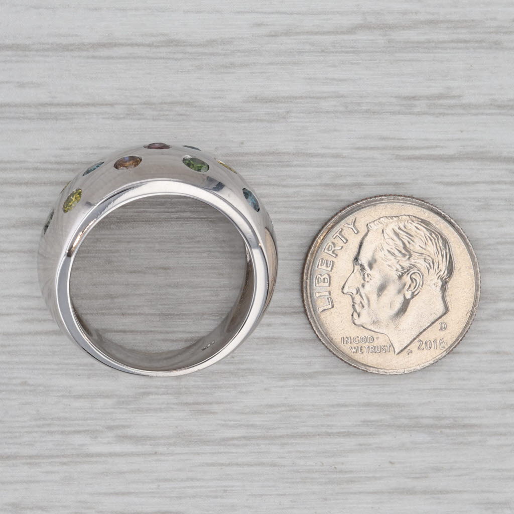 Gray 0.83ctw Colorful Diamond Dots Ring 18k White Gold Size 7 Cocktail