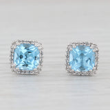 Light Gray 2.34ctw Blue Topaz Diamond Halo Stud Earrings 14k White Gold