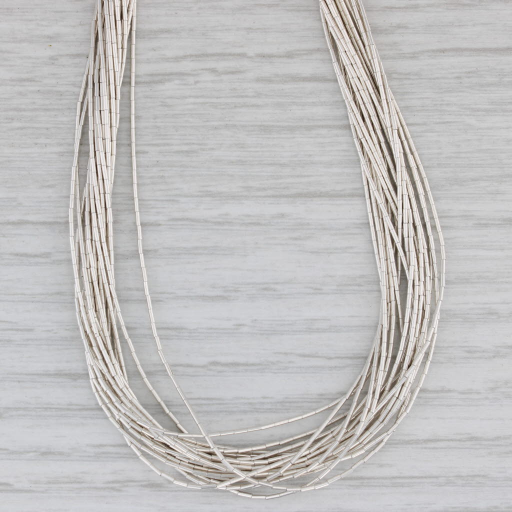 Liquid Silver Multistrand Necklace Sterling Silver Vintage Native American