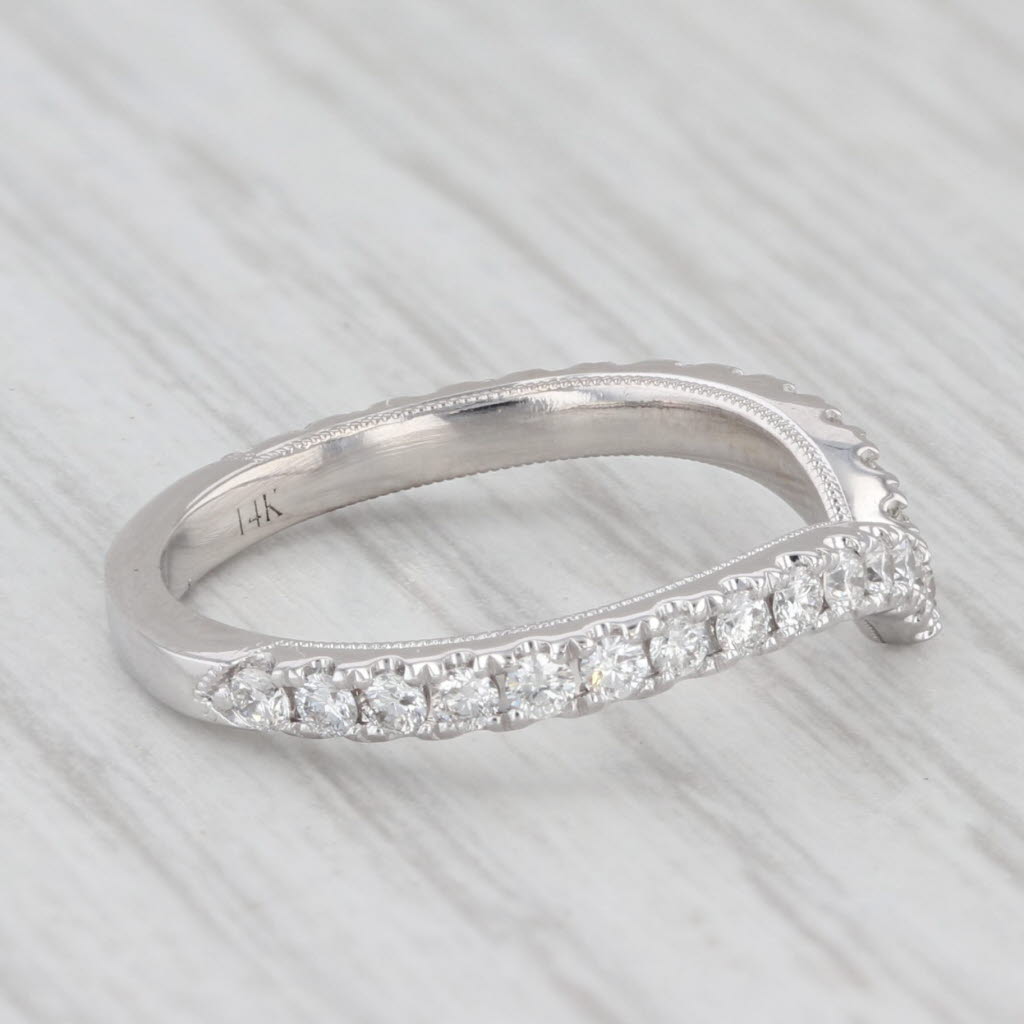 Light Gray 0.40ctw Diamond Contoured V Wedding Anniversary Band 14k White Gold Size 4.5