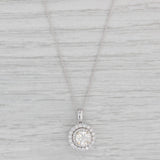 New 1.06ct Diamond Halo Pendant Necklace 14k White Gold 18" Cable Chain