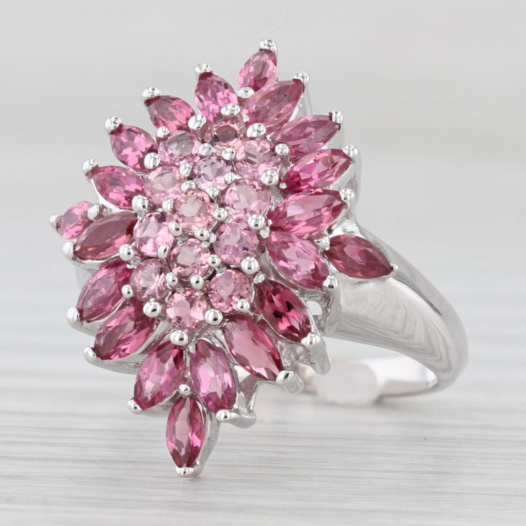 2ctw Pink Tourmaline Cluster Cocktail Ring 14k Yellow Gold Size 7