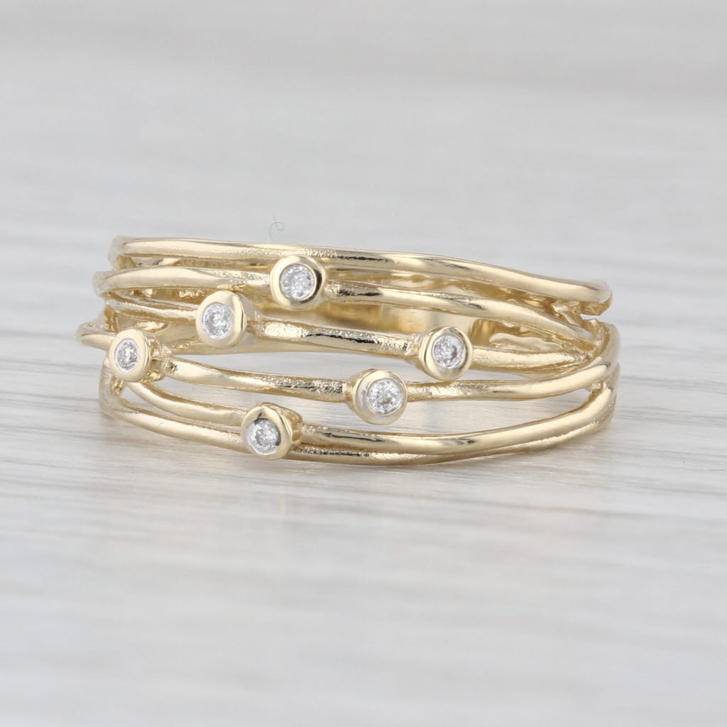 Diamond Dots Orbit Multiband Ring 14k Yellow Gold Size 8-8.25