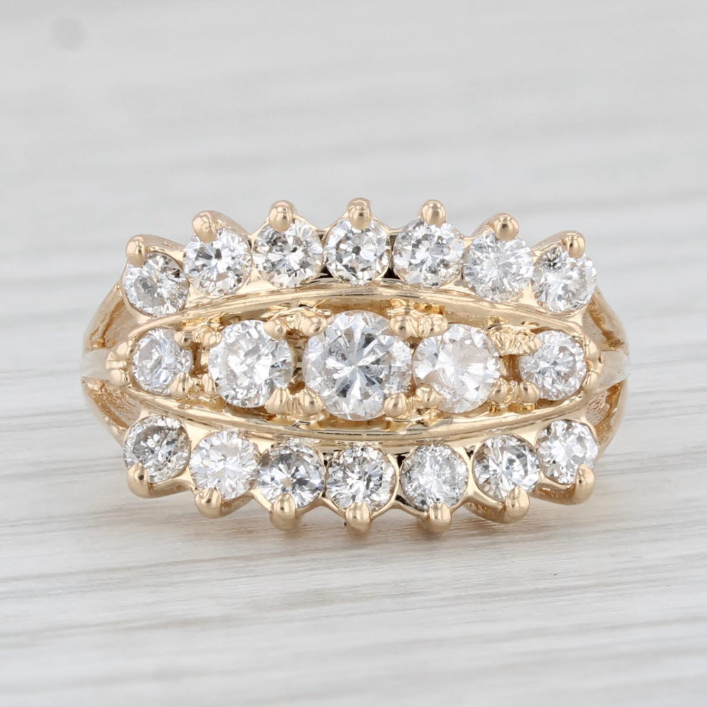 Light Gray 0.80ctw Diamond Cluster Ring 14k Yellow Gold Size 4