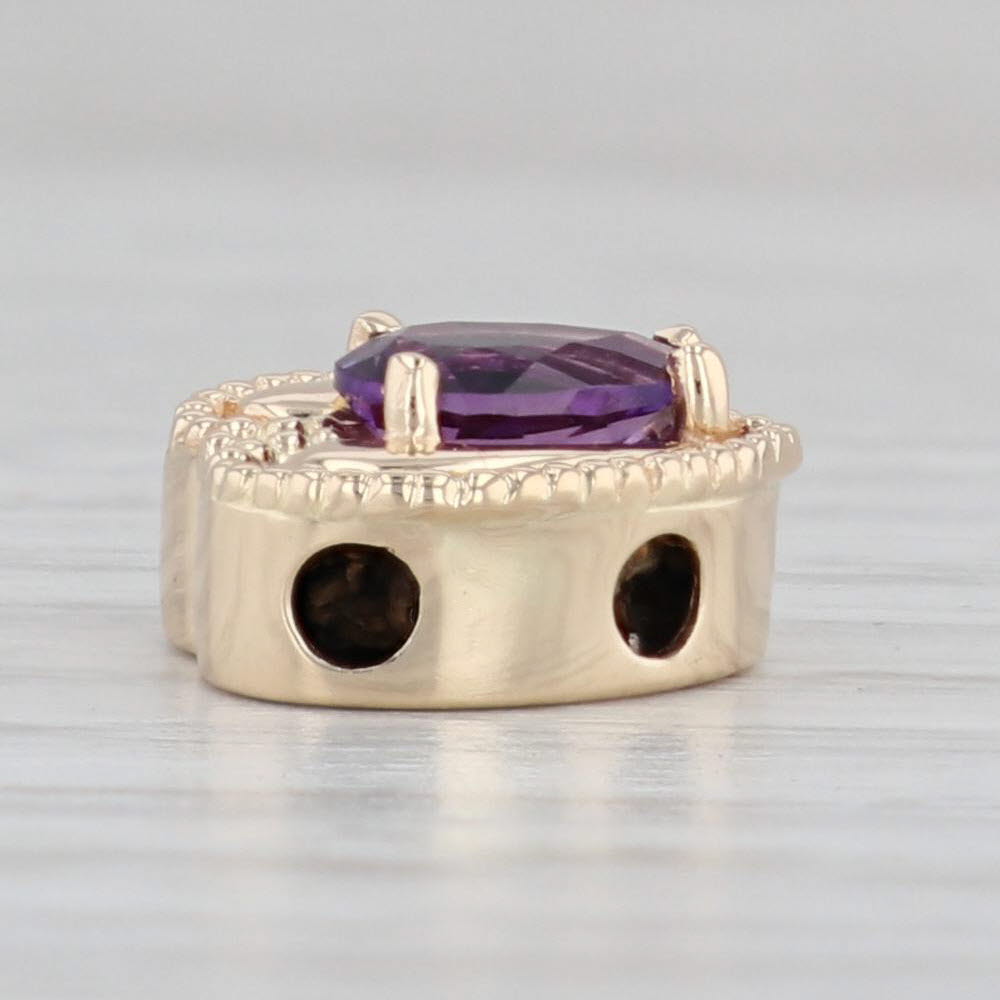 Light Gray Vintage 0.60ct Amethyst Heart Slide Charm 14k Yellow Gold February Birthstone