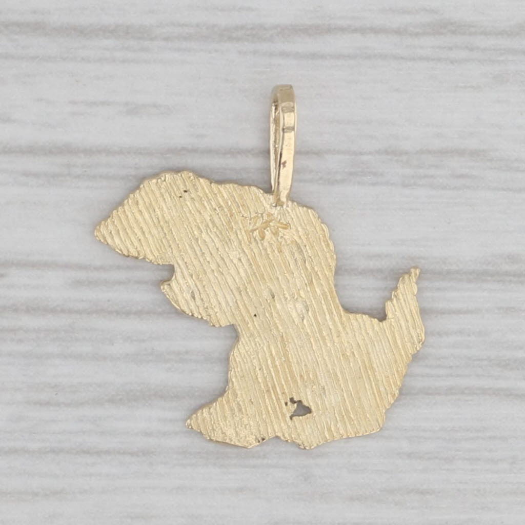 Gray Cute Little Puppy Dog Pendant 14k Yellow Gold Charm