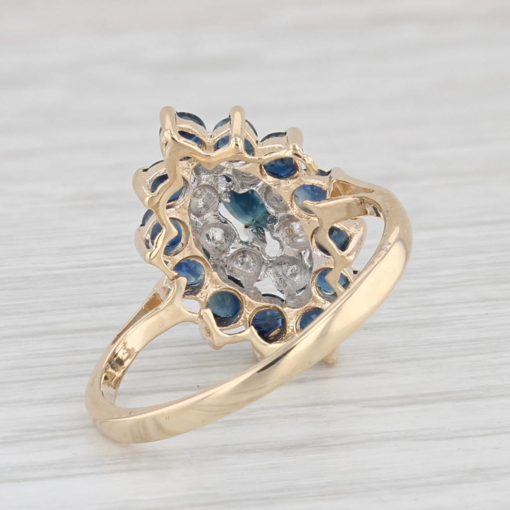 Light Gray 1cw Blue Sapphire Ring 14k Yellow Gold Size 5.25 Diamond Accents