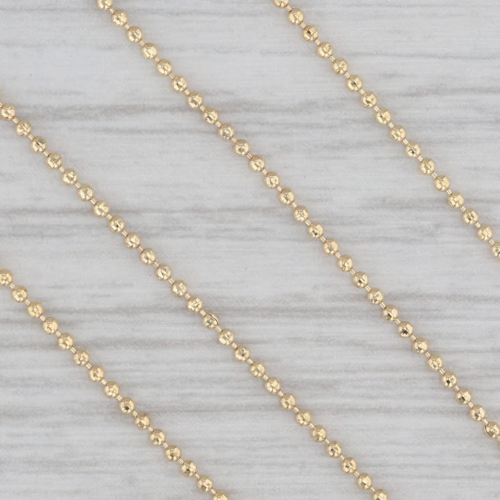 Gray Bead Chain Necklace 10k Yellow Gold 17.5" 1mm