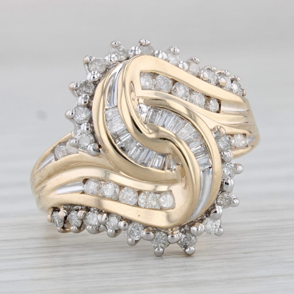 Gray 0.64ctw Diamond Knot Bypass Ring 10k Yellow Gold Size 7.25 Cocktail