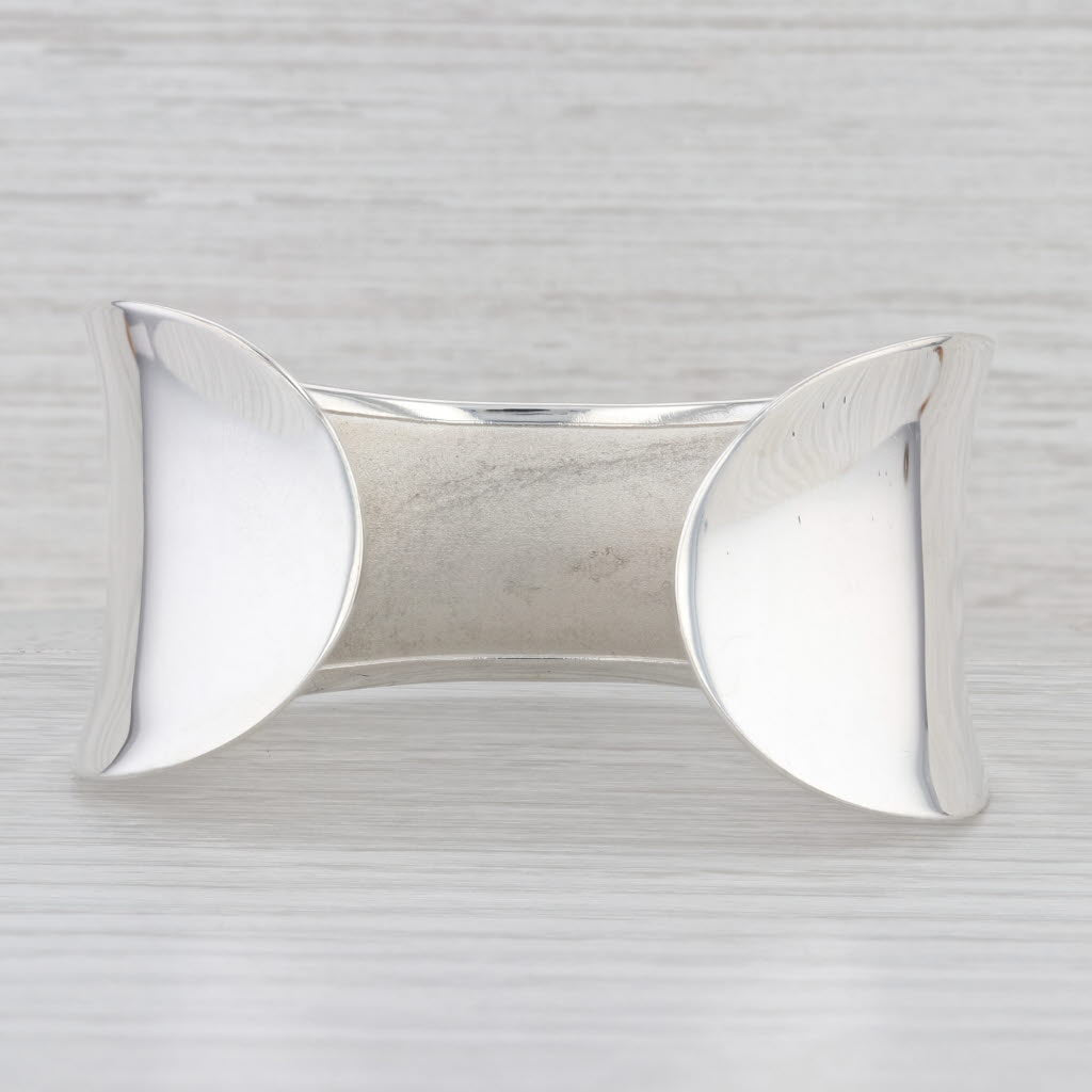 Light Gray Statement Cuff Bracelet Sterling Silver Espo 6.5" Adjustable