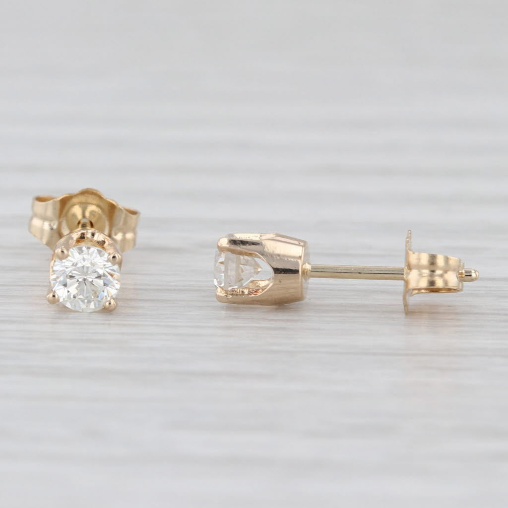 0.40ctw Diamond Stud Earrings 14k Yellow Gold Round Solitaire Studs
