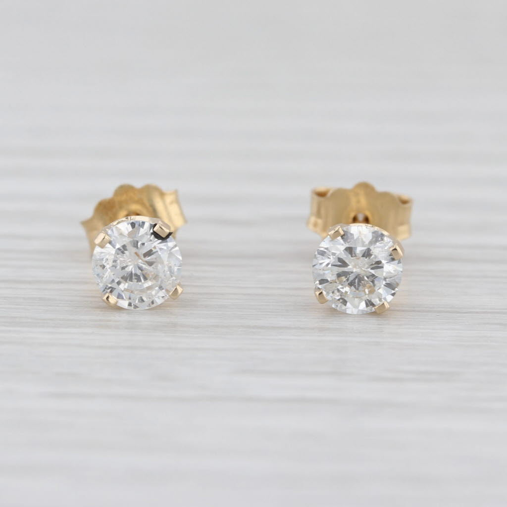 0.78ctw Round Solitaire Stud Earrings 14k Yellow Gold Studs