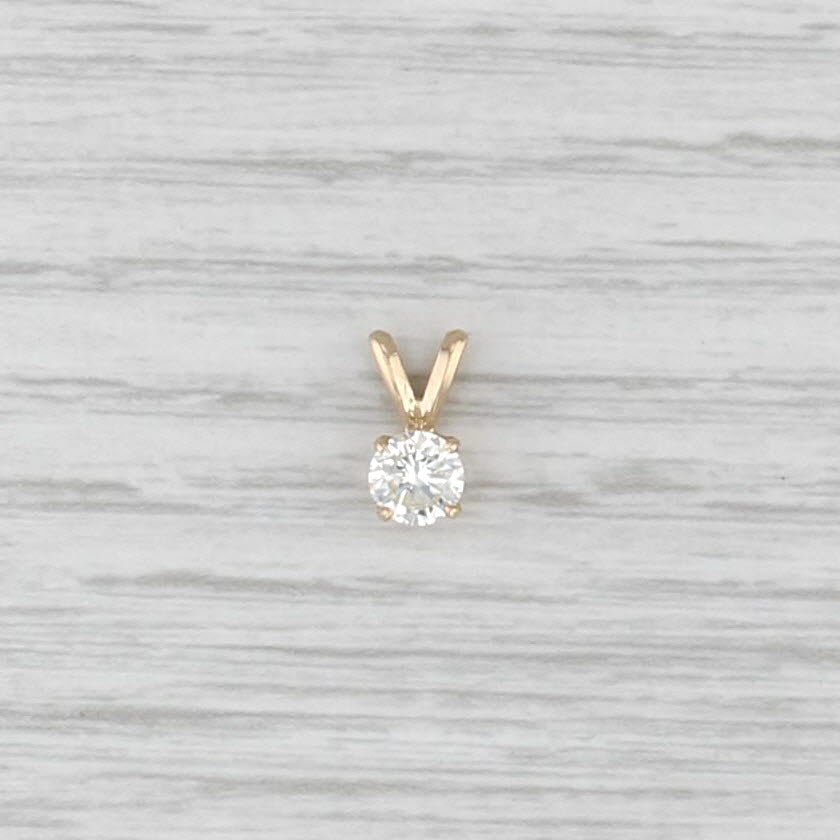 0.47ct Round VS2 Diamond Solitaire Pendant 14k Yellow Gold Small Drop